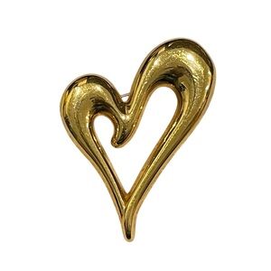 Vintage Monet Gold Tone Open Heart Brooch